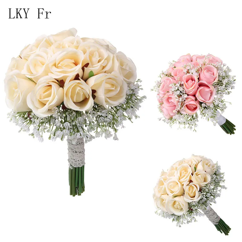 

LKY Fr Wedding Bouquet Roses Bridesmaid Bouquets Artificial Flower Bridal Bouquet Fake Flowers Marriage Wedding Bouquets Flowers