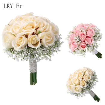 

LKY Fr Wedding Bouquet Roses Bridesmaid Bouquets Artificial Flower Bridal Bouquet Fake Flowers Marriage Wedding Bouquets Flowers