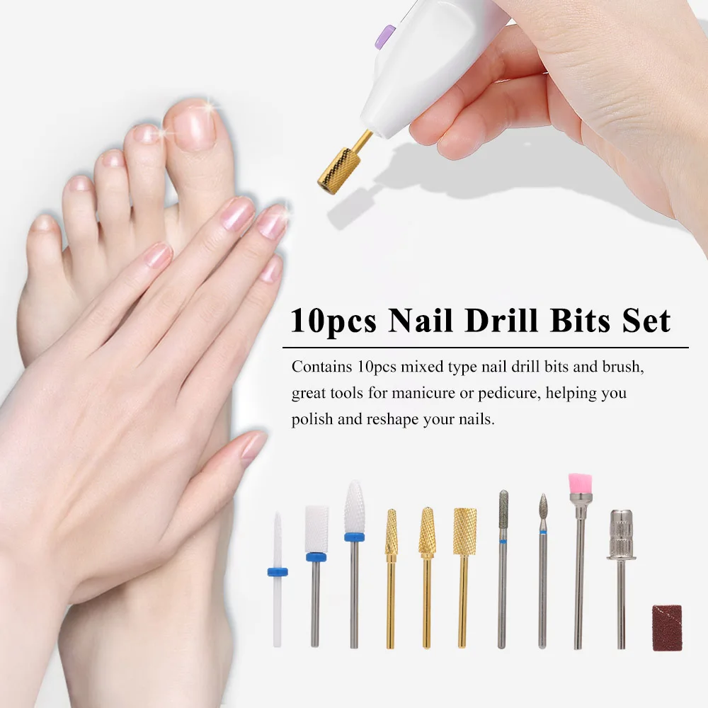 10pcs Nail Drill Bits Set Milling Manicure Cutter for Pedicure Electric Machine Device Tool Nail Art Burr Drill Accessories
10pcs Nail Drill Bits Set Milling Manicure Cutter for Pedicure Electric Machine Device Tool Nail Art Burr Drill Accessories