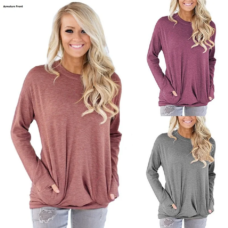 Leisure fashion Long sleeve t shirt befree women friend streetwear pockets o-neck Loose pullovers tops clothes
Leisure fashion Long sleeve t shirt befree women friend streetwear pockets o-neck Loose pullovers tops clothes