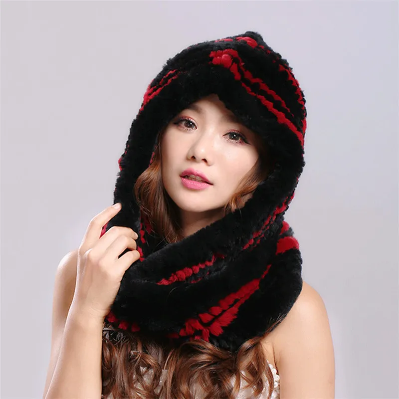 Hat women new knitted real Rex rabbit fur hat hoodie scarf winter hats for woman hat warm natural fur hat with neck scarves
Hat women new knitted real Rex rabbit fur hat hoodie scarf winter hats for woman hat warm natural fur hat with neck scarves