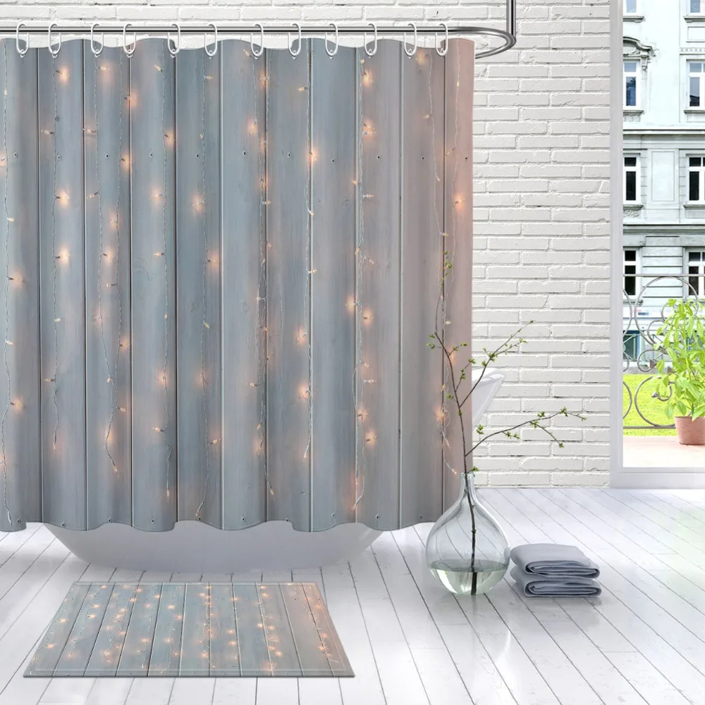 LB Christmas Lights Burning on a Wooden Farmhouse Barn Shower Curtain And Mat Set Waterproof Bathroom Fabric For Bathtub Decor
LB Christmas Lights Burning on a Wooden Farmhouse Barn Shower Curtain And Mat Set Waterproof Bathroom Fabric For Bathtub Decor