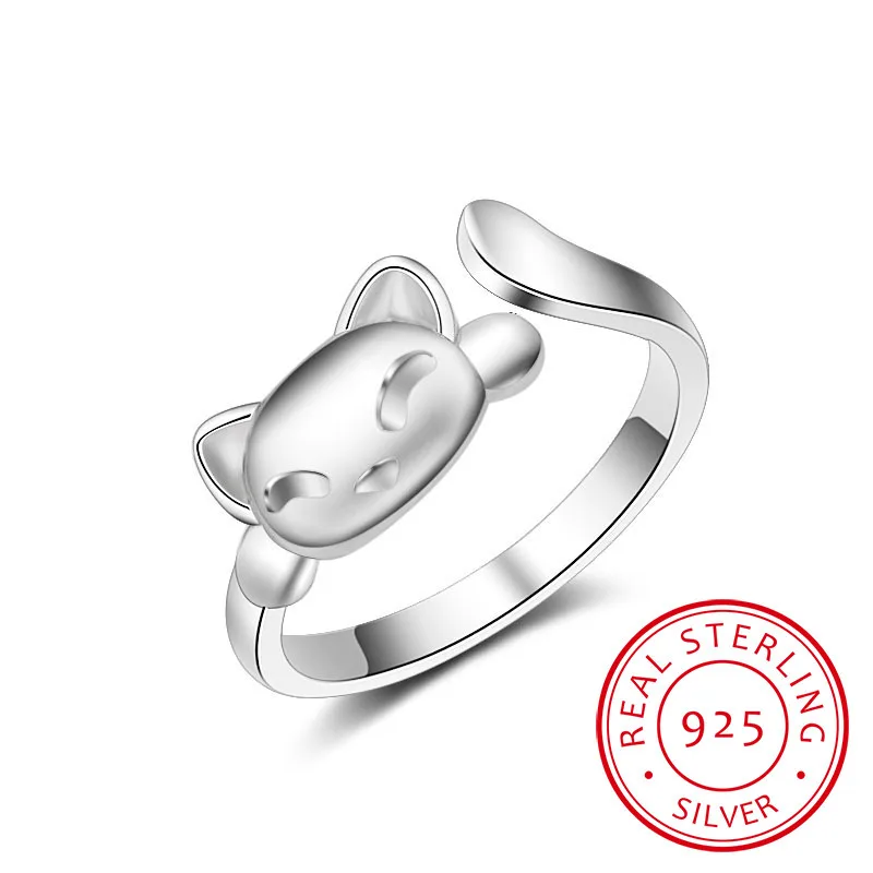 925 Sterling-silver-jewelry Cute Smiley Cat Open Rings For Women High Quality Girl Gift Bague Femme
925 Sterling-silver-jewelry Cute Smiley Cat Open Rings For Women High Quality Girl Gift Bague Femme