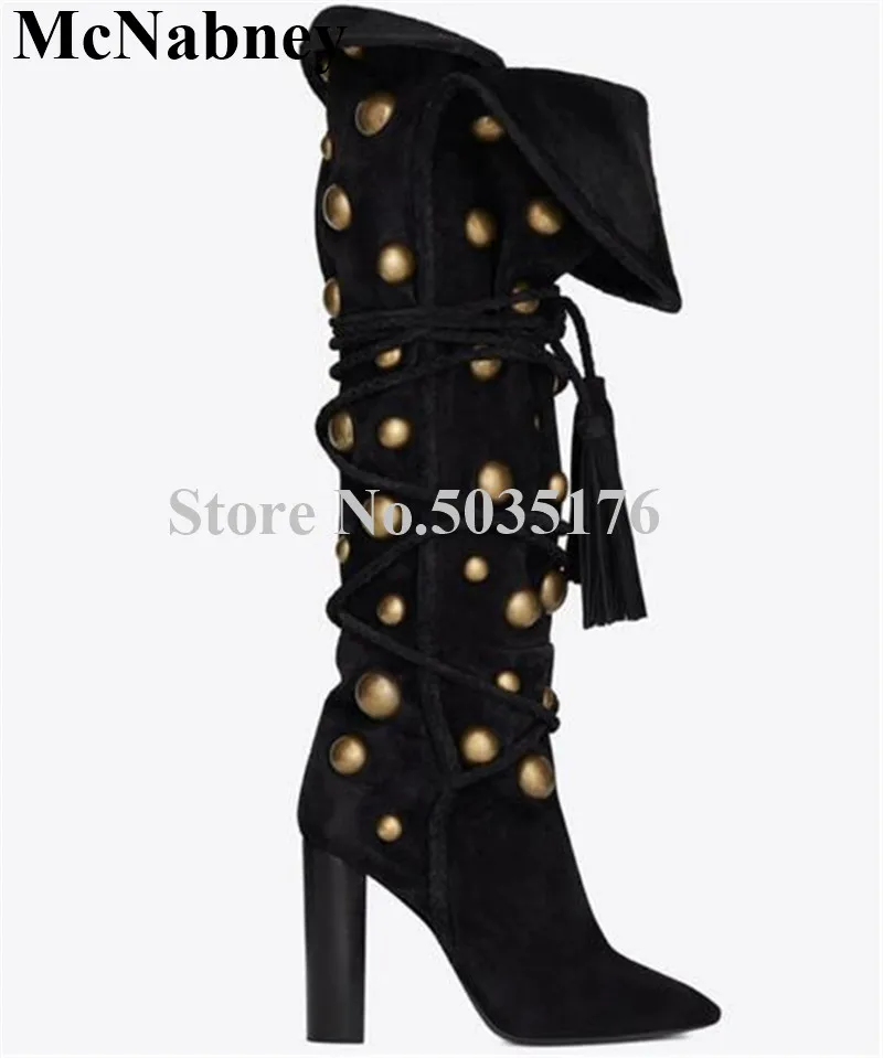 McNabney Women Boots Lace-Up Fringe Rivet Pointed Toe High Hoof Heel Cross-tied Mid-Calf Long Boots Spring/Autumn Women Shoes
McNabney Women Boots Lace-Up Fringe Rivet Pointed Toe High Hoof Heel Cross-tied Mid-Calf Long Boots Spring/Autumn Women Shoes