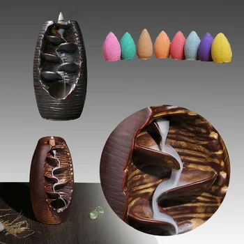 

Multi-layers Backflow Ceramic Incense Burner Table Ornament Sandalwood Incence Burner Smoke Back-flow Censer Cone Holder Craft