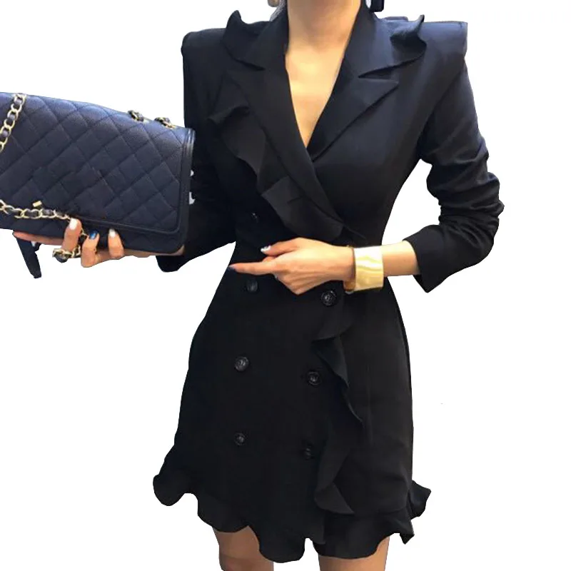 Brief Women Blazer Dress Spring Autumn Double Breasted Buttons Ruffles Business Office Dress Basic Vestidos Apparel Off White
Brief Women Blazer Dress Spring Autumn Double Breasted Buttons Ruffles Business Office Dress Basic Vestidos Apparel Off White