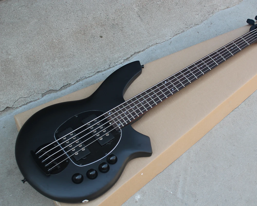 

Factory Matte Black 5 Strings Electric Bass Guitar with Rosewood Fretboard,Black Hardwares,Active Circuit,Offer Customized