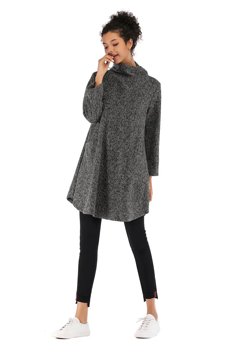 Gladiolus Loose Autumn Winter Women Sweater 2018 Long Sleeve Double Pocket Long Knitted Turtleneck Sweater Women Pullover Coats (13)
