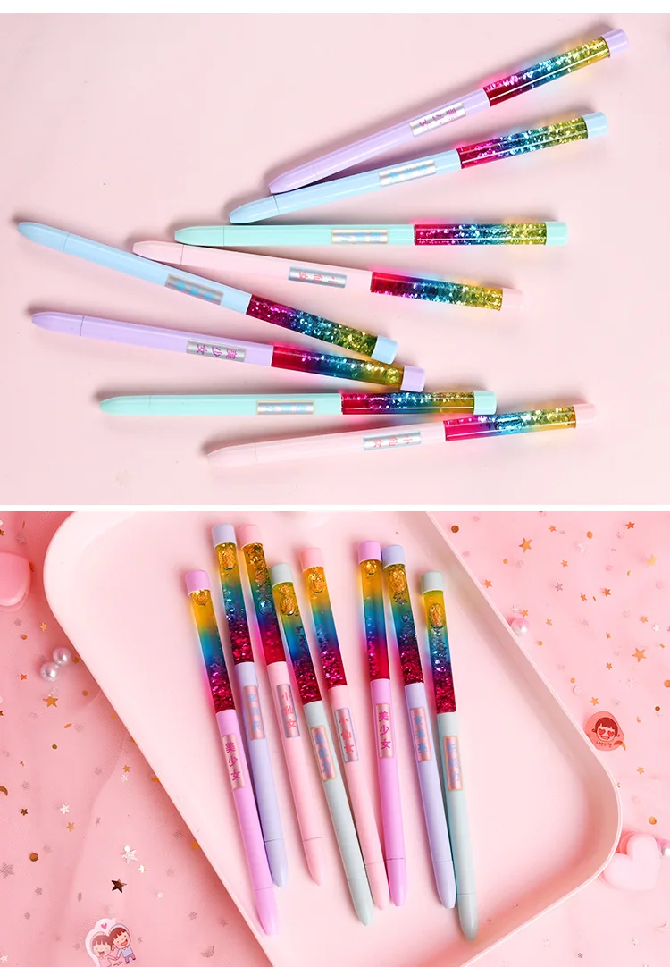 2021 0.5mm Tik Tok Cute Colors Escolar Kawaii Crystal Black Gel Pen