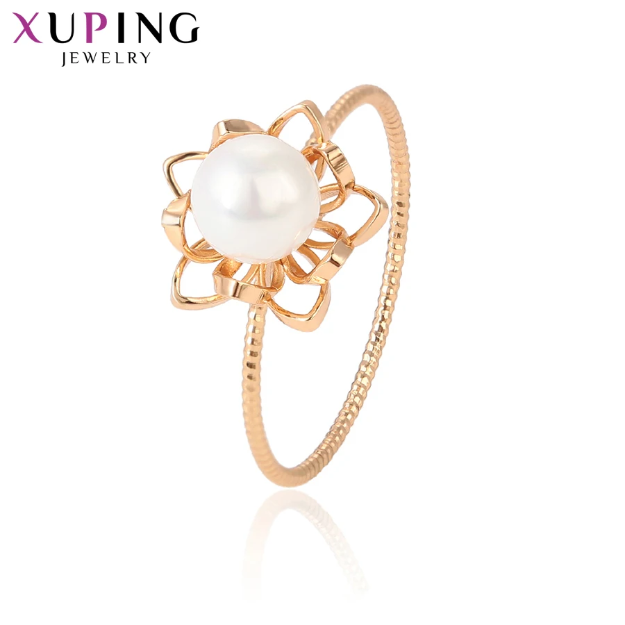 

Xuping Flower Shape Ring Cute Imitation Pearl Jewelry Thanksgiving Christmas Romantic Gifts for Women S163.2-15430