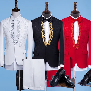 New Performance Costume Male Collar Sequin Singer Host Costume Stage Men's Dress Suit
New Performance Costume Male Collar Sequin Singer Host Costume Stage Men's Dress Suit