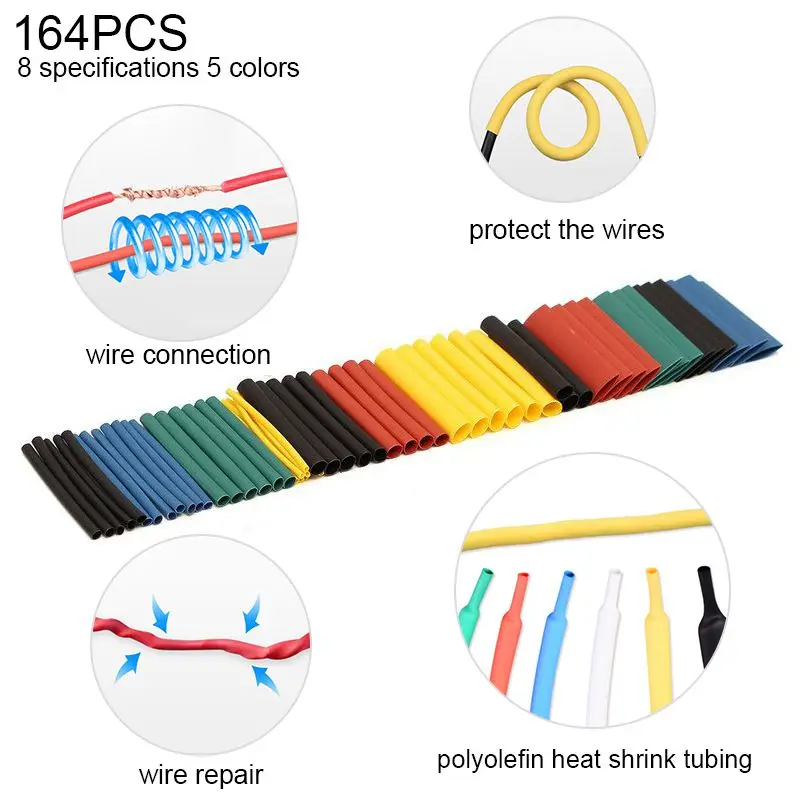 164 Pcs Cable Tools Heat Shrink Tubing Shrinkable Tube Cable Sleeves Assortment Wrap Wire Kit Polyolefin Internal Diameter Tube
164 Pcs Cable Tools Heat Shrink Tubing Shrinkable Tube Cable Sleeves Assortment Wrap Wire Kit Polyolefin Internal Diameter Tube