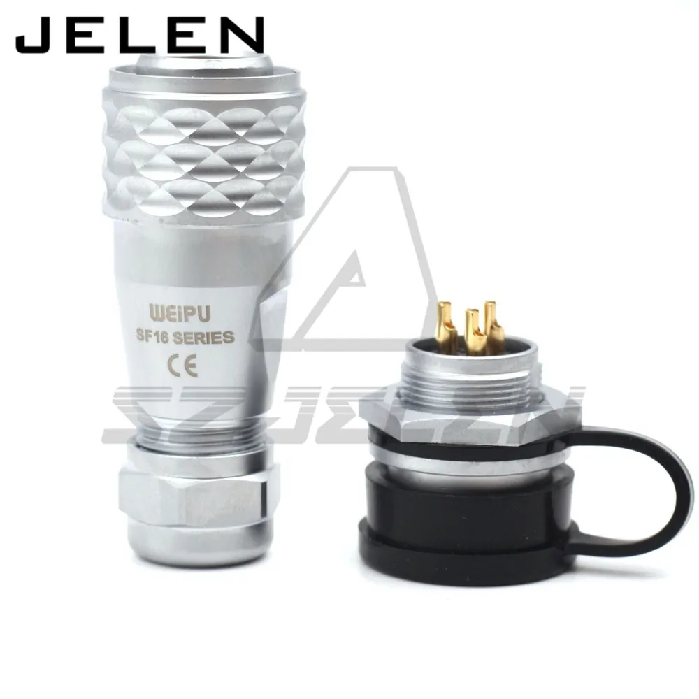 

WEIPU SF16 series of metal waterproof connector 3 pin plugs and sockets, IP67 male and female connectors