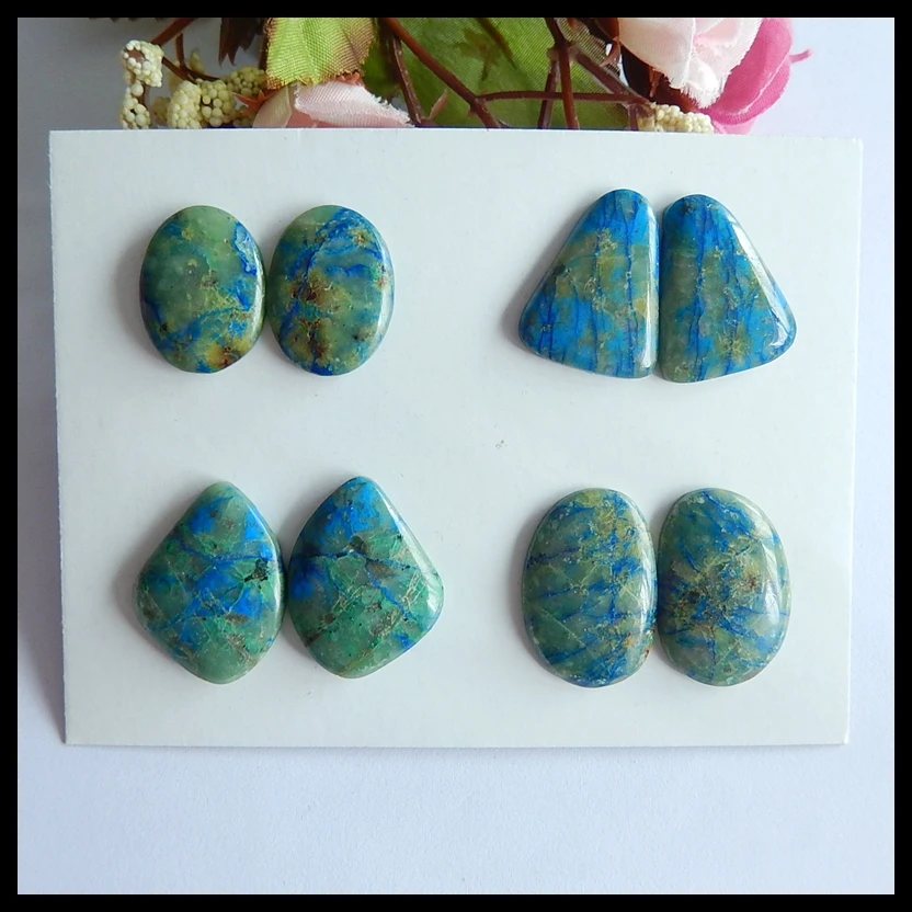 4 Pairs Natural Gemstone Chrysocolla Cabochon Pairs,Semiprecious jewelry earring cabochon pairs,24x16x3mm,19x15x4mm,18g
4 Pairs Natural Gemstone Chrysocolla Cabochon Pairs,Semiprecious jewelry earring cabochon pairs,24x16x3mm,19x15x4mm,18g