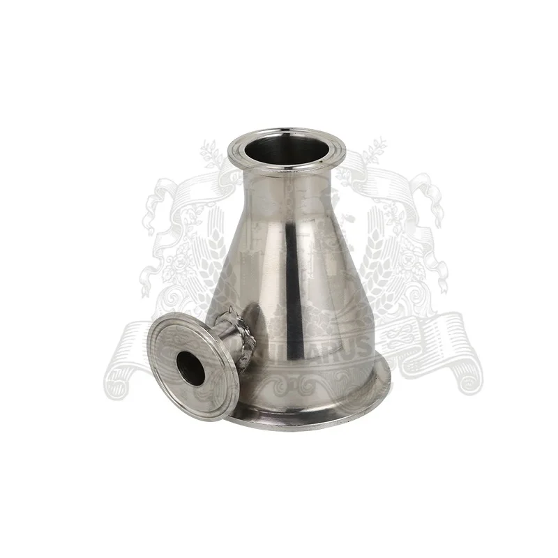 Tri- Clamp Reducer 3"(76mm)OD 91 x 1.5" (38mm) OD50.5 with 3/4"(19mm) OD50.5 thermometer connector. SS 304 Stainless Steel
Tri- Clamp Reducer 3"(76mm)OD 91 x 1.5" (38mm) OD50.5 with 3/4"(19mm) OD50.5 thermometer connector. SS 304 Stainless Steel