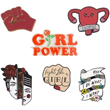 Feminismo coleção esmalte broche pino feminista motivacional feminino útero punho menina power eu faço o que eu quero metal pino distintivo presente(China)