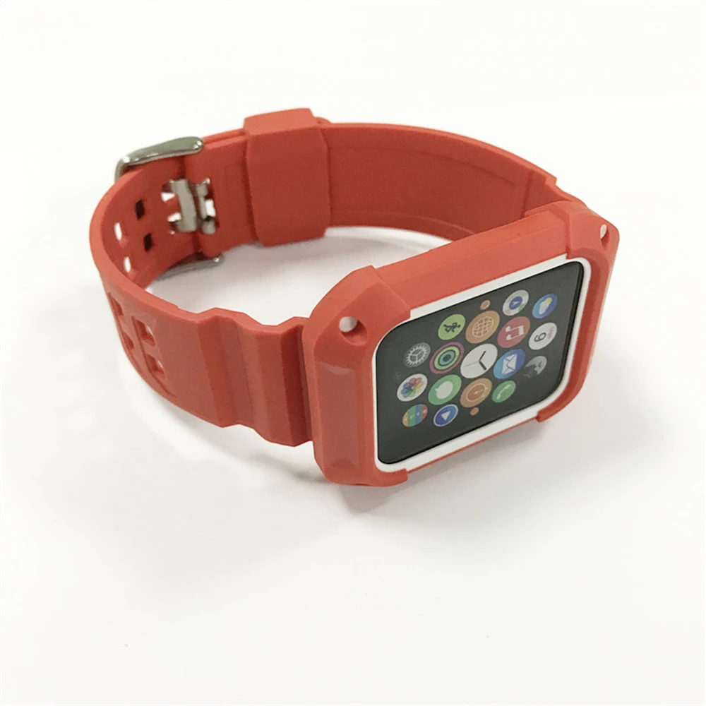 FOLOME Soft Silicone Watch Band Dual-color Integrated TPU Rubber Watch Strap With Shock Absorption Protective Case for iWatch
FOLOME Soft Silicone Watch Band Dual-color Integrated TPU Rubber Watch Strap With Shock Absorption Protective Case for iWatch