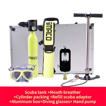Diving Equipment Scuba Tank+ Mouth Breather + Cylinder Packing + Refill Scuba Adaptor + Diving glasses +Hand Pump
Diving Equipment Scuba Tank+ Mouth Breather + Cylinder Packing + Refill Scuba Adaptor + Diving glasses +Hand Pump