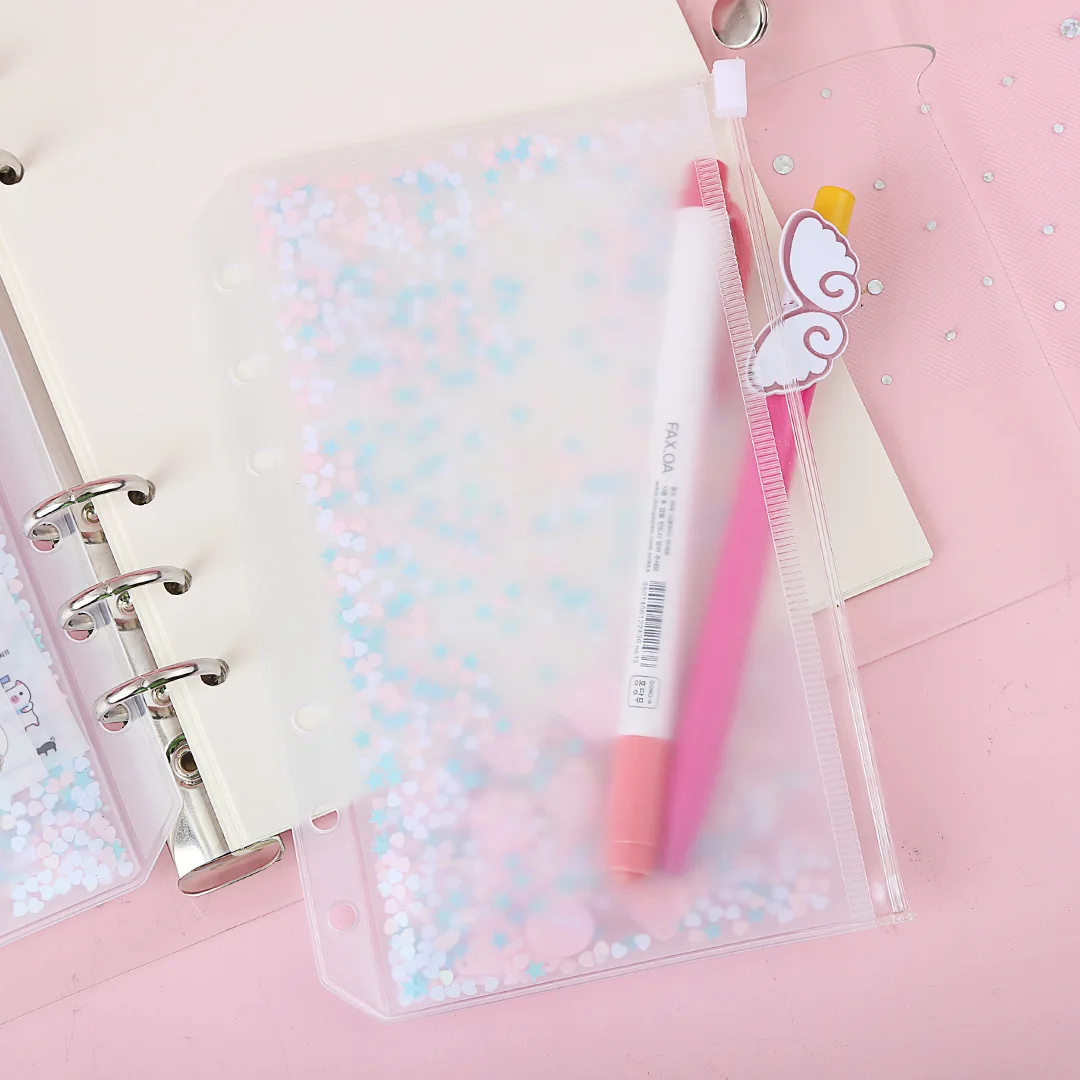 A5 A6 Loose Leaf Diary Collection Case, Traveler Journal Notebook DIY Accessory Kawaii Colorful Stars PVC Zip Pouch Name Cards
A5 A6 Loose Leaf Diary Collection Case, Traveler Journal Notebook DIY Accessory Kawaii Colorful Stars PVC Zip Pouch Name Cards