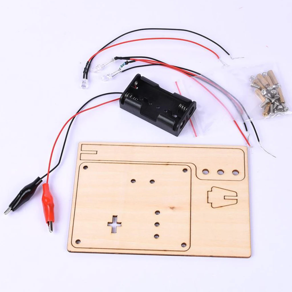 Kids DIY Assemble Wood Science Traffic Light Model Kits with Battery Kids Crafts