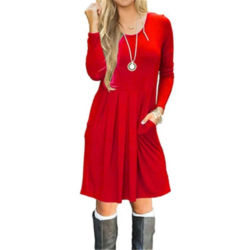 High Quality New Casual A-Line Loose Women Dresses with Pocket Ladies Autumn Dress Female O-neck Long Sleeve Party Dress
High Quality New Casual A-Line Loose Women Dresses with Pocket Ladies Autumn Dress Female O-neck Long Sleeve Party Dress
