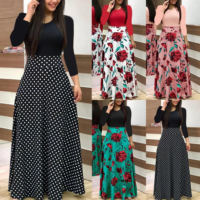 Elegant Lady Bohemian Style Floral Print Stitching Dress Summer Waist Slim Short-sleeved O Neck High Waist Dress Four Colors D30
Elegant Lady Bohemian Style Floral Print Stitching Dress Summer Waist Slim Short-sleeved O Neck High Waist Dress Four Colors D30