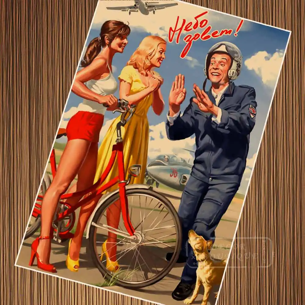 Vintage Soviet Russian Pin Up Girls Young Girl with Astronaut Retro Poster Canvas DIY Wall Paper Posters Home Decor Gift
Vintage Soviet Russian Pin Up Girls Young Girl with Astronaut Retro Poster Canvas DIY Wall Paper Posters Home Decor Gift