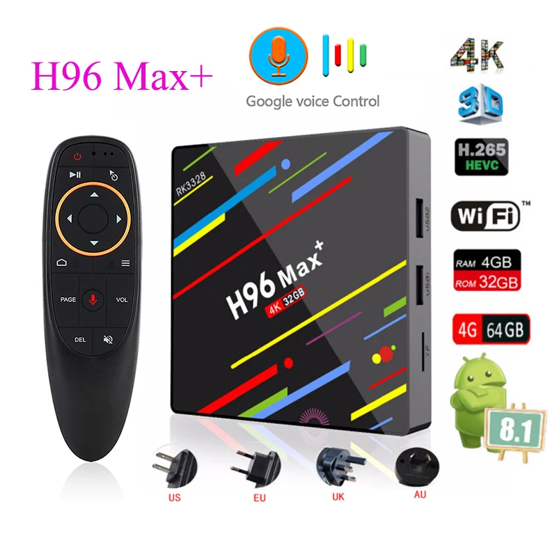 H96 MAX Plus 4GB 64GB RK3328 Android 8.1 TV BOX 4K USB 3.0 2.4G/5G Dual WiFi Smart Media Player With 2.4G Voice Remote Control
H96 MAX Plus 4GB 64GB RK3328 Android 8.1 TV BOX 4K USB 3.0 2.4G/5G Dual WiFi Smart Media Player With 2.4G Voice Remote Control