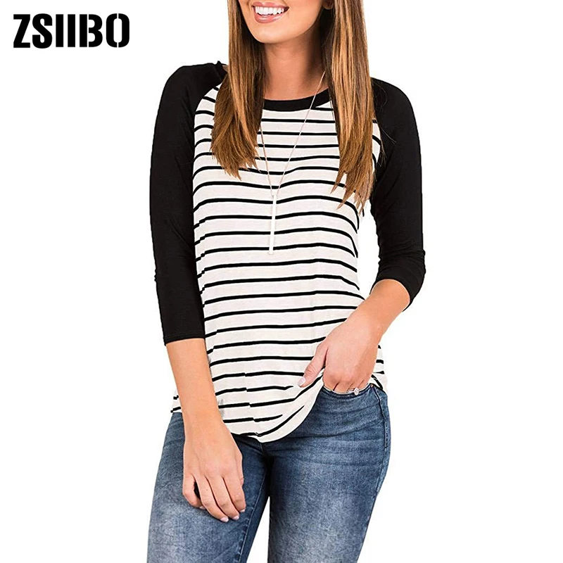 Autumn women t shirt Women's Striped Raglan T Shirt 3/4 Sleeve Baseball Tunic Tops drop shipping ZSIIBO
Autumn women t shirt Women's Striped Raglan T Shirt 3/4 Sleeve Baseball Tunic Tops drop shipping ZSIIBO