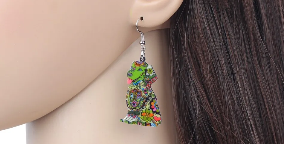 Bonsny Fashion Big Long Animal Acrylic Dangle Drop Labrador Dog Earrings 2016 News Style Fashion Jewelry For Girls Women 11