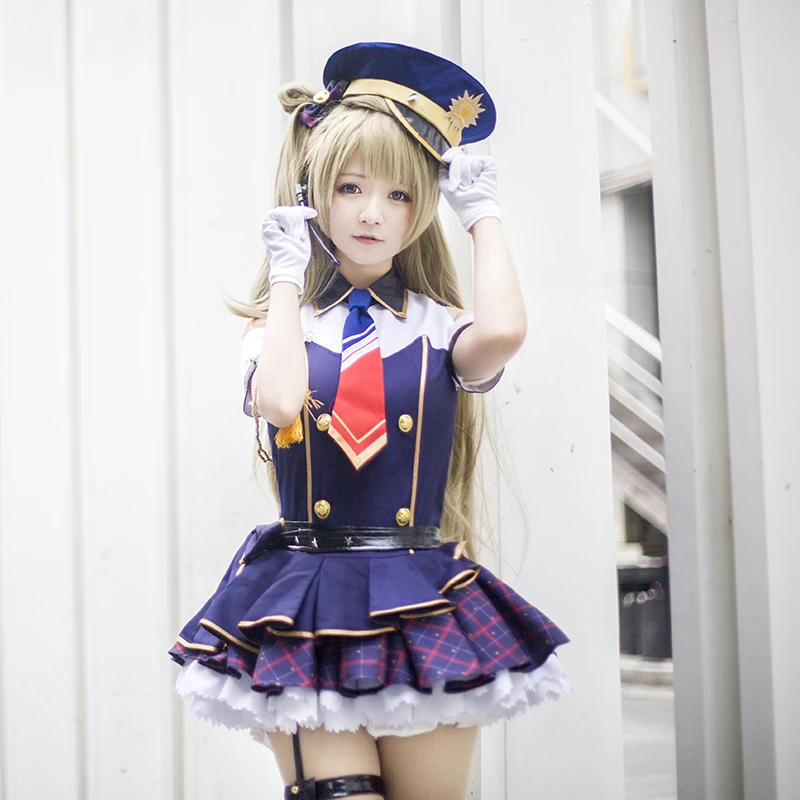 Lovelive-Love-Live-School-Idol-Project-Kotori-Minami-Cosplay-Blue-Dress-Awakening-Idolized-Police-Uniform-Costume