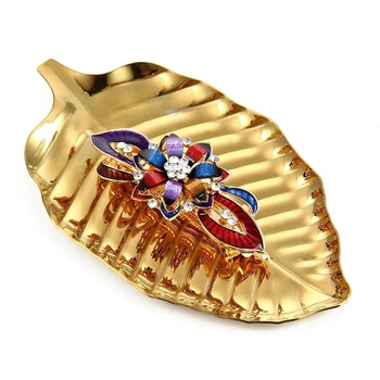 Stainless Steel Towel Trays, Golden Leaf Jewelry Bowl Dish, Muti-Function Cosmetic Organizer Towel Trays for Trinket Ring, Can 
Stainless Steel Towel Trays, Golden Leaf Jewelry Bowl Dish, Muti-Function Cosmetic Organizer Towel Trays for Trinket Ring, Can