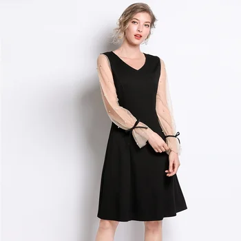 European Women petal Sleeve fake two Dress spring large size V neck mesh patchwork beaded contrast color faux two vestidosXXXXXL
European Women petal Sleeve fake two Dress spring large size V neck mesh patchwork beaded contrast color faux two vestidosXXXXXL