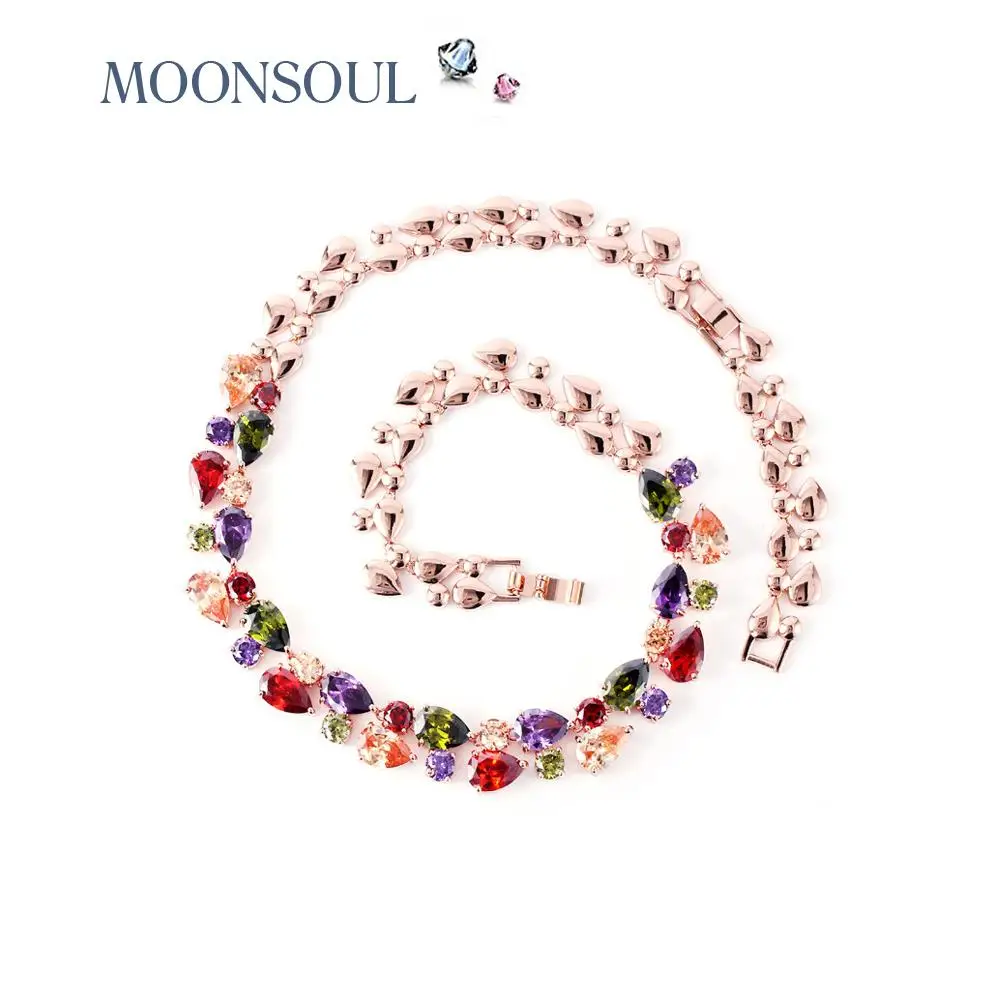 MOONSOUL rose Monalisa multicolored AAA cubic zirconia water drop necklace N10004
MOONSOUL rose Monalisa multicolored AAA cubic zirconia water drop necklace N10004