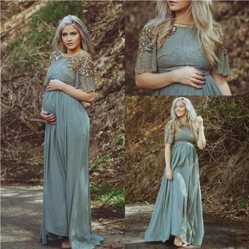 Maternity Pregnant Evening Dresses Short Sleeve A Line Beads Chiffon Women Prom Party Gowns Special Occasion Dress
Maternity Pregnant Evening Dresses Short Sleeve A Line Beads Chiffon Women Prom Party Gowns Special Occasion Dress