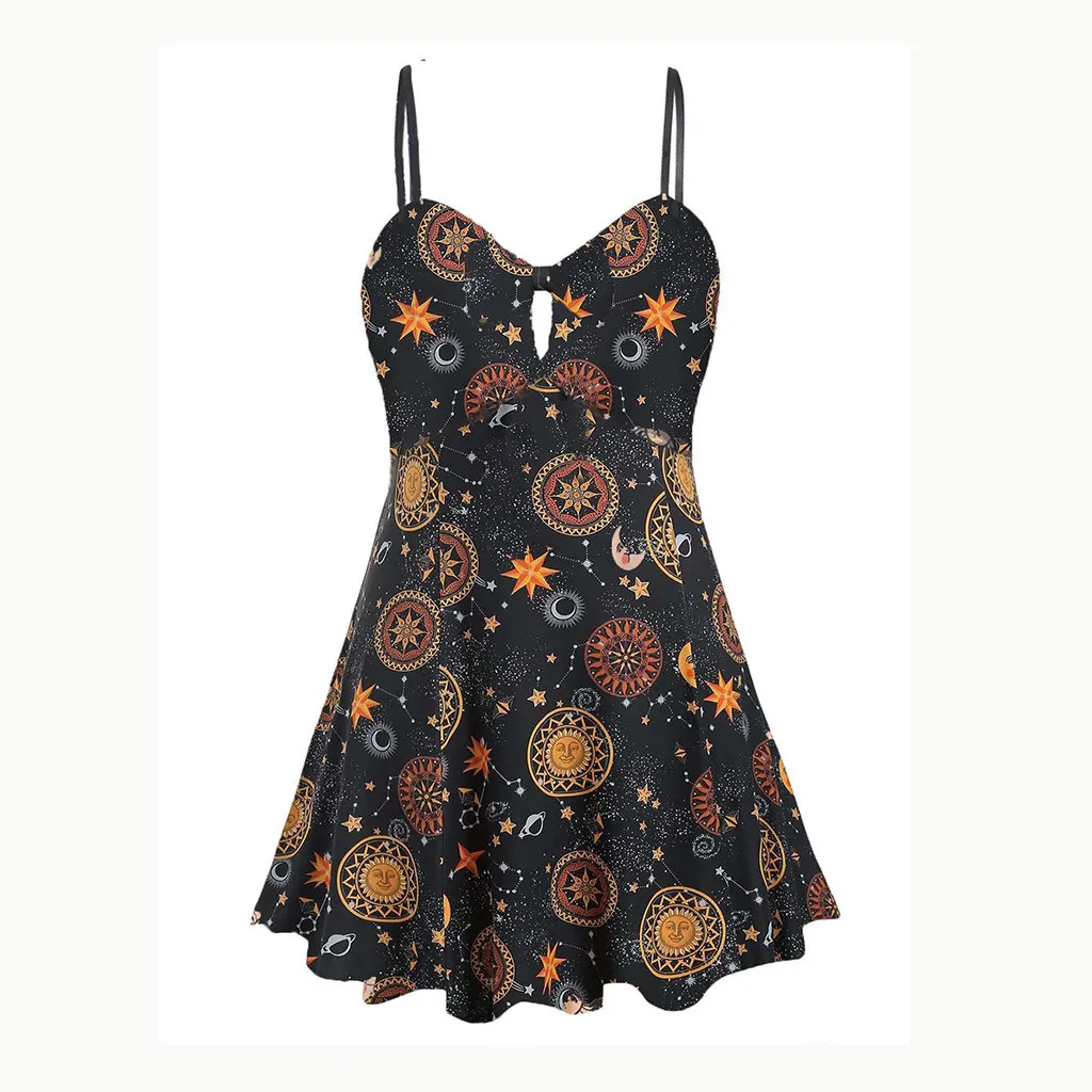 Star Moon Print Gothic Dress Women Chain Strap Mini Black Punk V Neck Casual Summer Dresses Elegant Clothes #1
Star Moon Print Gothic Dress Women Chain Strap Mini Black Punk V Neck Casual Summer Dresses Elegant Clothes #1