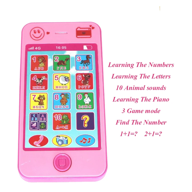 Baby Early Learning Training Machines Toy Phone Russian Language Animal Sounds Kids Electronic Vocal Education Music Phone
Baby Early Learning Training Machines Toy Phone Russian Language Animal Sounds Kids Electronic Vocal Education Music Phone