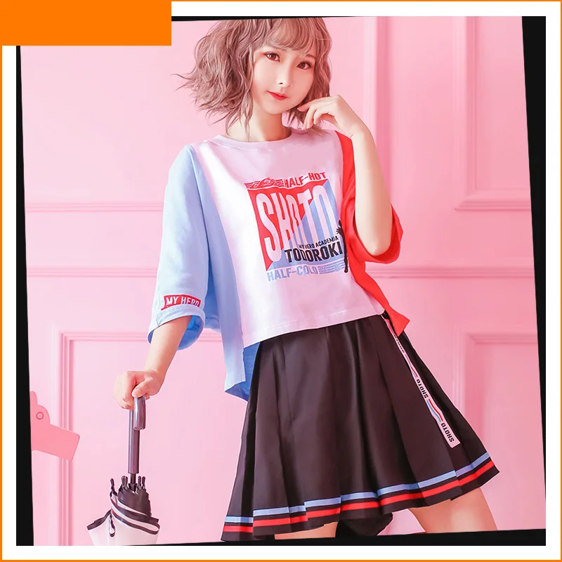 Anime Boku no My Hero Academia Todoroki Shoto Cosplay T-shirt Short sleeve Tee Casual Men Women Fashion Sport Tops Skirt Set
Anime Boku no My Hero Academia Todoroki Shoto Cosplay T-shirt Short sleeve Tee Casual Men Women Fashion Sport Tops Skirt Set