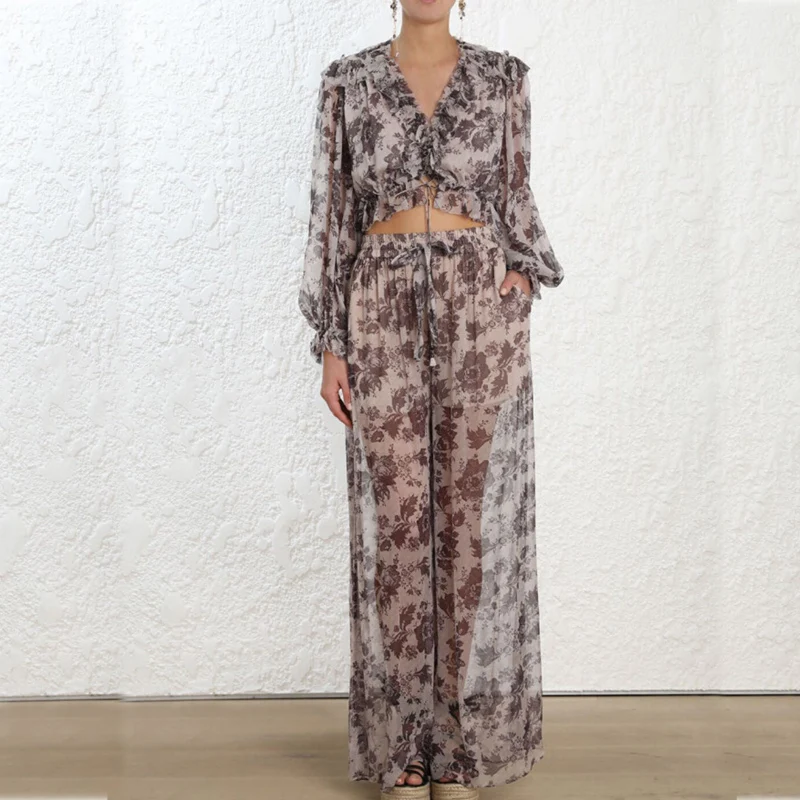 2019 Sumer Designer Woman Floral Print Sets Elegant Lantern Long Sleeve Belt Sexy Tops Wide Leg Pants Party Club Sets
2019 Sumer Designer Woman Floral Print Sets Elegant Lantern Long Sleeve Belt Sexy Tops Wide Leg Pants Party Club Sets