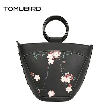 

TOMUBIRD 2020 new superior women genuine leather bag Cowhide designer big bags fashion luxury flower leather art bag