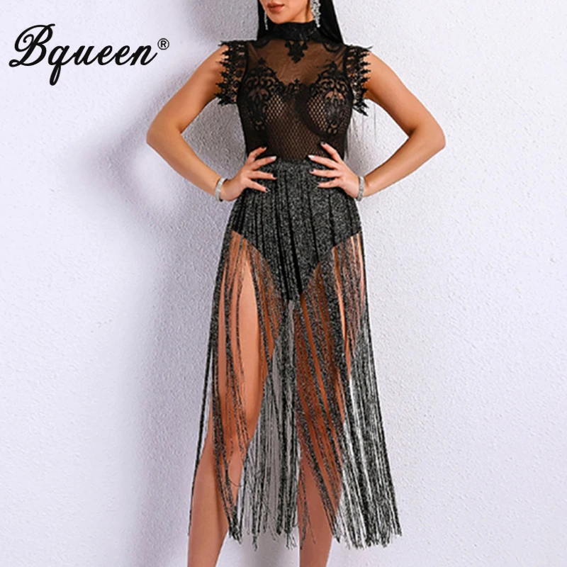 Bqueen Sexy Women Stand Neck Lace Hollow Out Perspective Tassels Dress Fashion Sleeveless 2019 Summer Women Dress
Bqueen Sexy Women Stand Neck Lace Hollow Out Perspective Tassels Dress Fashion Sleeveless 2019 Summer Women Dress