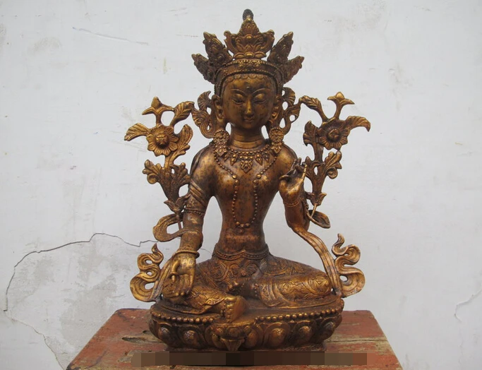 wholesale factory 15 Tibet Buddhism Green Tara Mahayana Bronze Gilt Kwan-Yin Goddess Statue 
wholesale factory 15 Tibet Buddhism Green Tara Mahayana Bronze Gilt Kwan-Yin Goddess Statue