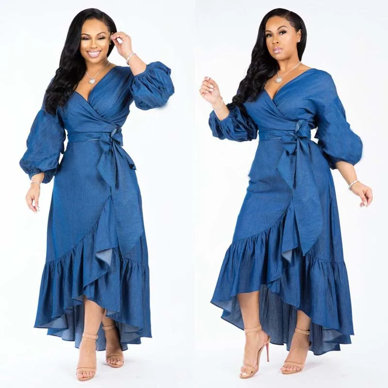 New Spring Ruffles Lantern Sleeve V-Neck Dress Women Vintage High Waist Belt Trumpet Long Maxi Dress Robe Boho Vestidos
New Spring Ruffles Lantern Sleeve V-Neck Dress Women Vintage High Waist Belt Trumpet Long Maxi Dress Robe Boho Vestidos