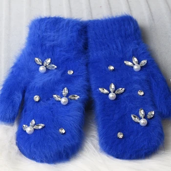 Winter Gloves 2018 Rhinestone with Pearl Rabbit fur gloves For Woman Double Warm Outdoor Fur gloves Female Mittens
Winter Gloves 2018 Rhinestone with Pearl Rabbit fur gloves For Woman Double Warm Outdoor Fur gloves Female Mittens