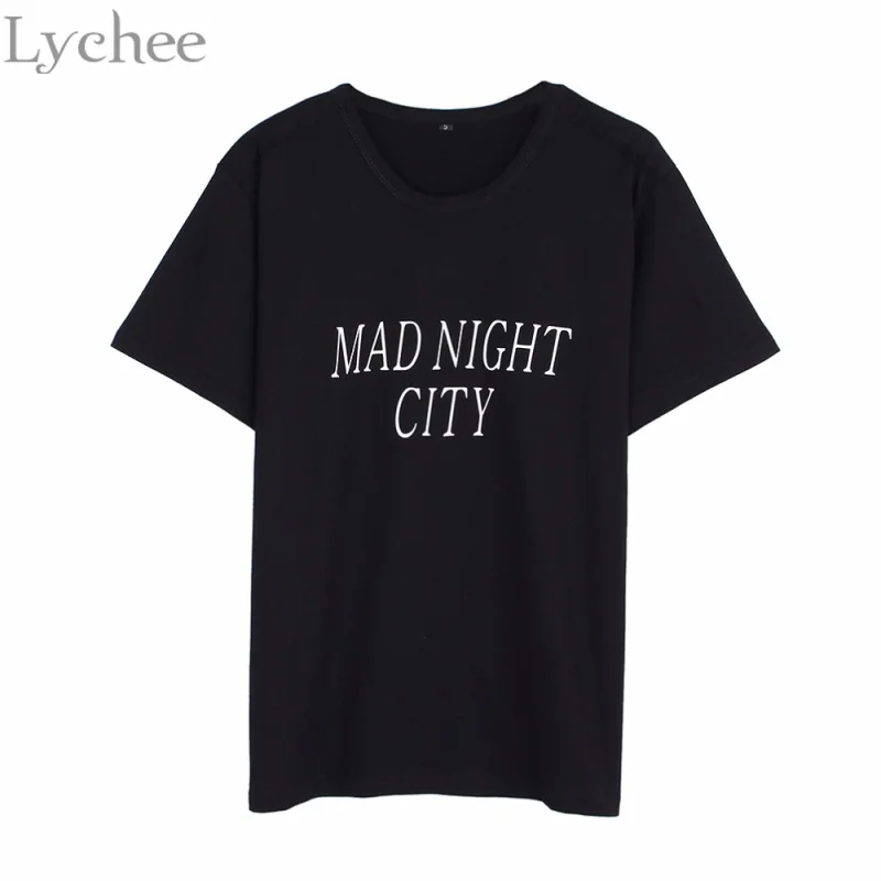 Lychee Harajuku Korean Style Summer Women T-shirt MAD NIGHT CITY Letters Print Short Sleeve Tee Top
Lychee Harajuku Korean Style Summer Women T-shirt MAD NIGHT CITY Letters Print Short Sleeve Tee Top