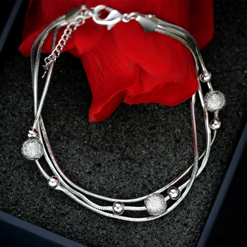 925 sterling silver 3 line chains with ball beads bangles & bracelets for women,fashion chain silver Bracelet Wedding Gift
925 sterling silver 3 line chains with ball beads bangles & bracelets for women,fashion chain silver Bracelet Wedding Gift