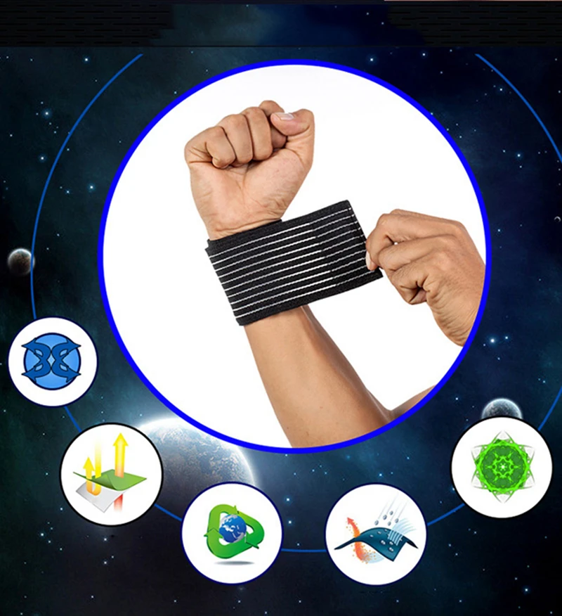 1 piece Elastic Sport Bandage Wristband hand Gym Support wrist brace Wrap Tennis Cotton Weat band Fitness Powerlifting (8)
