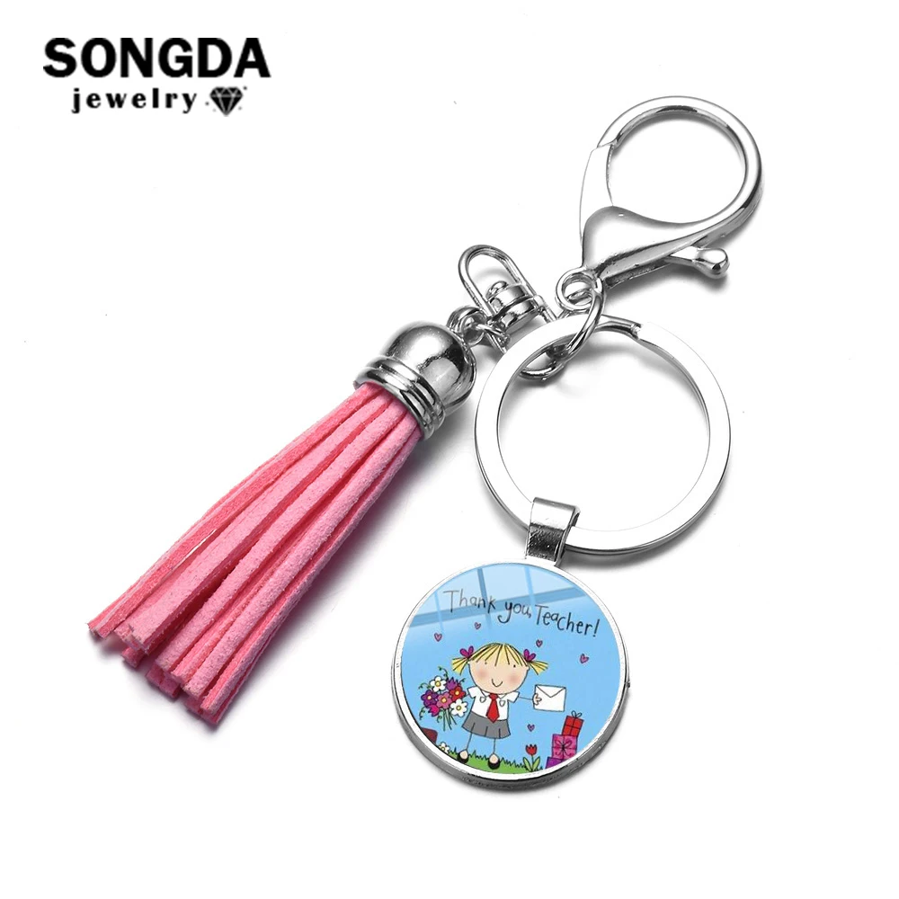 SONGDA 2019 Newest Thank You Teacher Tassel Keychain Art Photo Glass Cabochon Car Key Chain Ring Teachers Day Gift Quote Jewelry
SONGDA 2019 Newest Thank You Teacher Tassel Keychain Art Photo Glass Cabochon Car Key Chain Ring Teachers Day Gift Quote Jewelry
