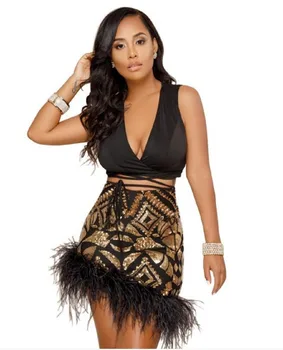Paillette Ostrich Wool Knitting Suit Sexy Nightclub Skirt Twinset 2 Piece Set Women
Paillette Ostrich Wool Knitting Suit Sexy Nightclub Skirt Twinset 2 Piece Set Women