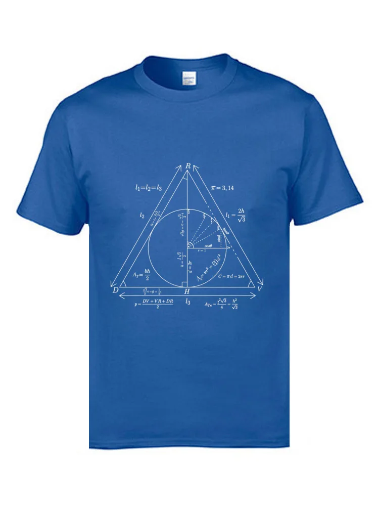 3D Printed Prevailing Short Sleeve Design Tshirts Cotton Crew Neck Men Tops T Shirt Printed Tees Summer Drop Shipping Mathly Hallows Clean Version  8795 blue